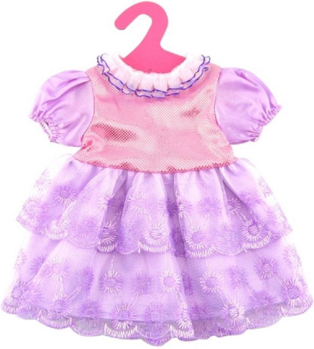 ApolloX babypoppenjurk 46 cm paars/roze